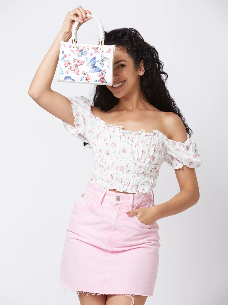 globus Globus Women White Printed Casual Handheld Bag